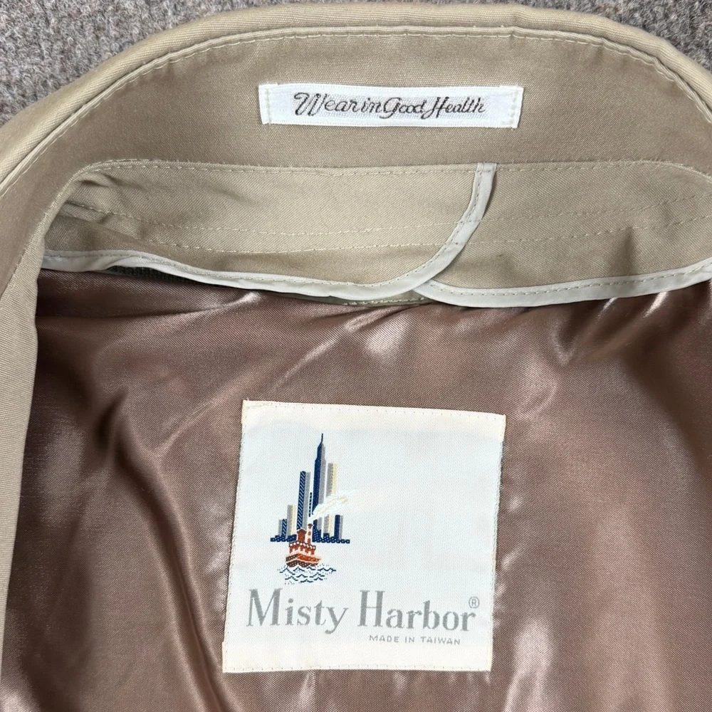 Misty Harbor Long Double Breasted Belted Trench Coat Mens 44 Removable Fur Liner - Picture 6 of 12